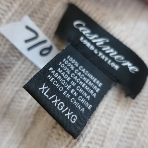 Women Cashmere Lord & Taylor Beige Pure Cashmere Chunky Cardigan Sweater XL - Picture 11 of 14